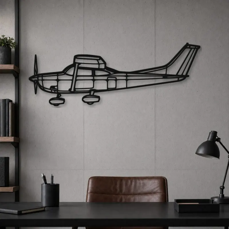 Silhouette d'avion en métal 182P Skylane, Décoration murale en métal, Décor aéronautique, Décorateur aviateur