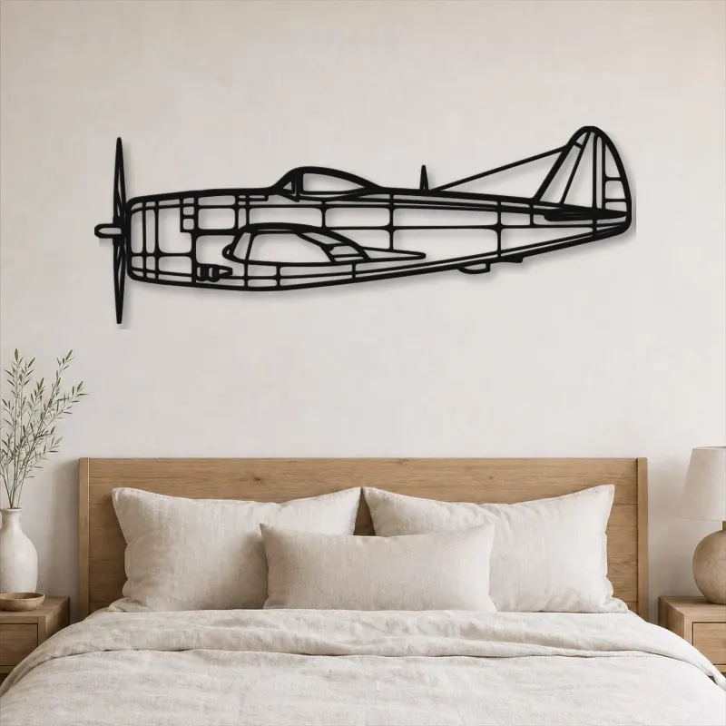 Silhouette d'avion en métal P-47D, décoration murale aéronautique