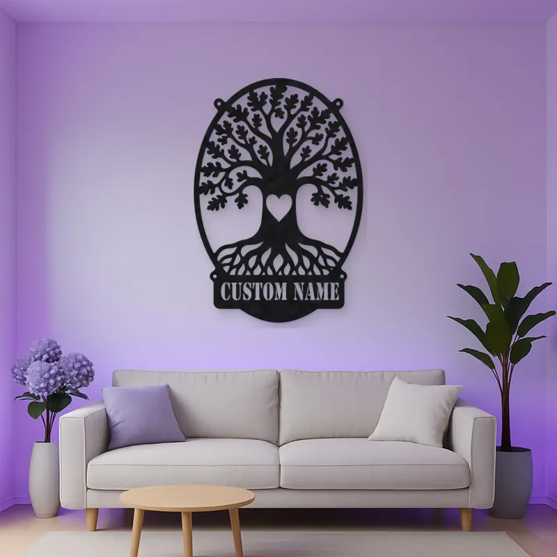 Personalized Oak Tree Metal Wall Art with Heart