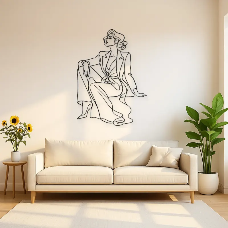 Seated Runway Muse Metal Wall Art | Fashion Figure Wall Decor