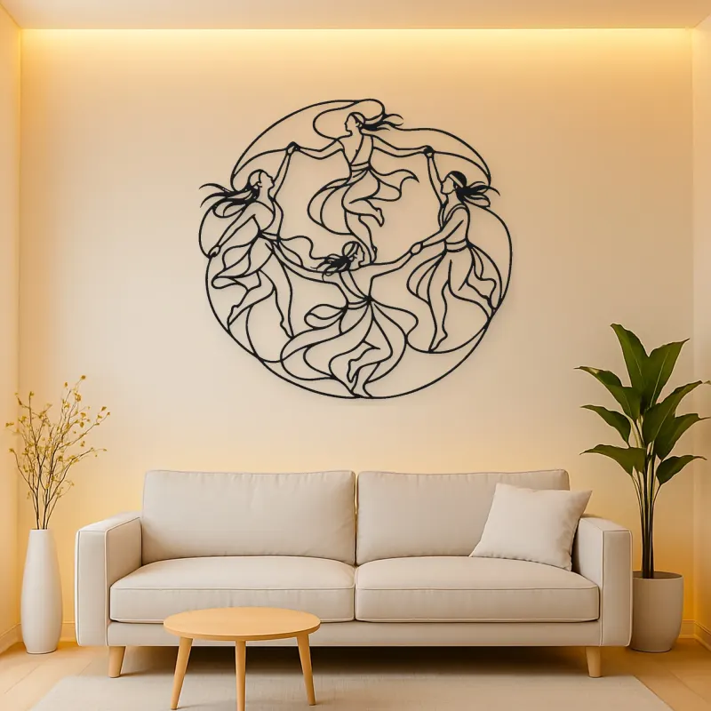 Tribal Dance Circle Metal Wall Art | Dance Silhouette Wall Decor