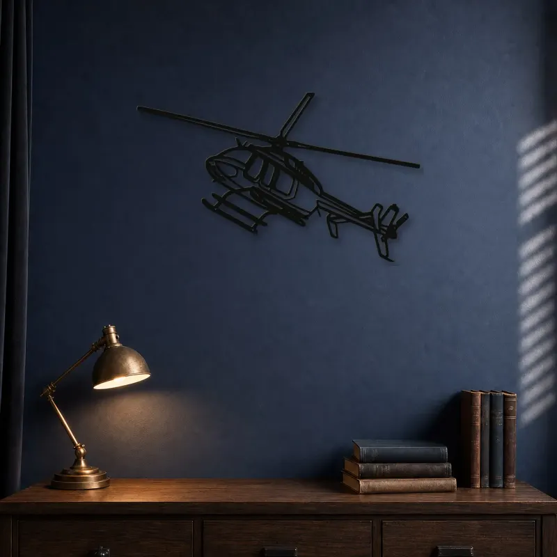 Silhouette en métal d'hélicoptère 407GX Angle, décoration murale, cadeau d'anniversaire, silhouette d'appareil