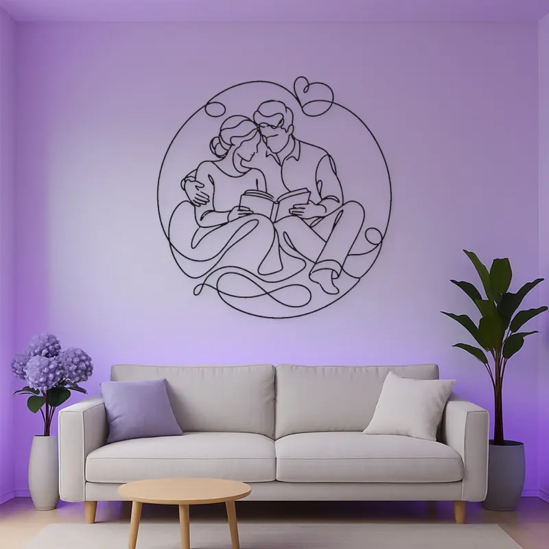 Reading Together Lovers Metal Wall Art | Romantic Couple Decor
