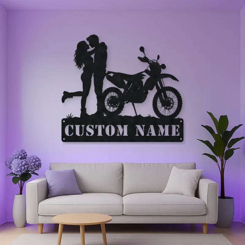 Personalized Dual Sport Motorcycle Couple Metal Wall Art