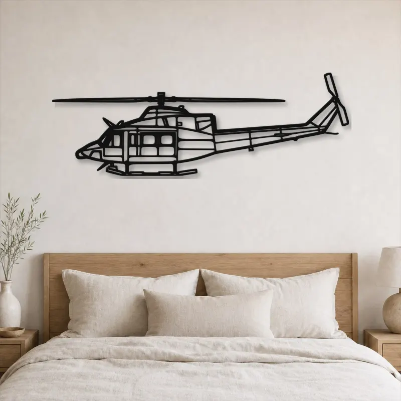 Silhouette en métal d'hélicoptère 412EP, décoration murale, cadeau d'anniversaire, silhouette d'appareil
