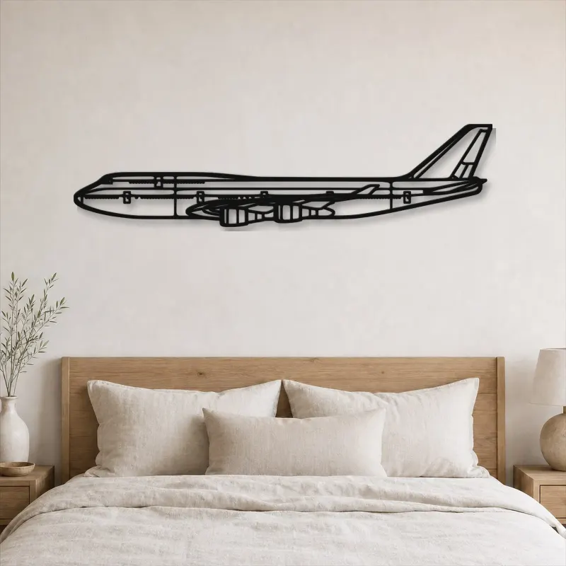 Silhouette d'avion en métal 747-800, décoration murale en métal, décoration aéronautique, cadeau pour pilote