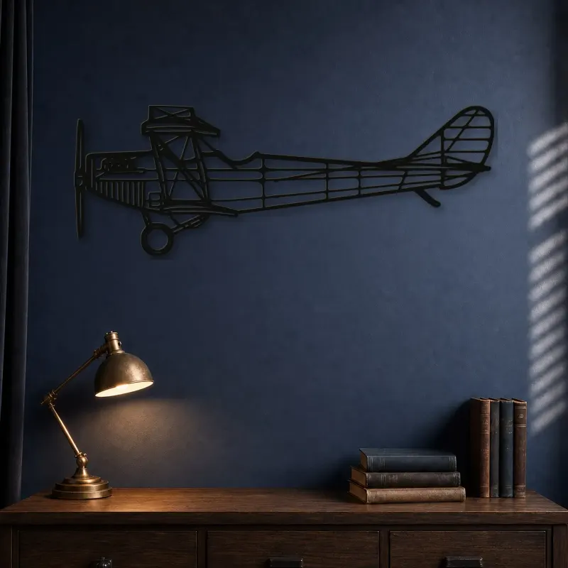 Silhouette en métal d'avion JN-4A, Décoration murale en métal, Décor aéronautique, Décor d'aviation