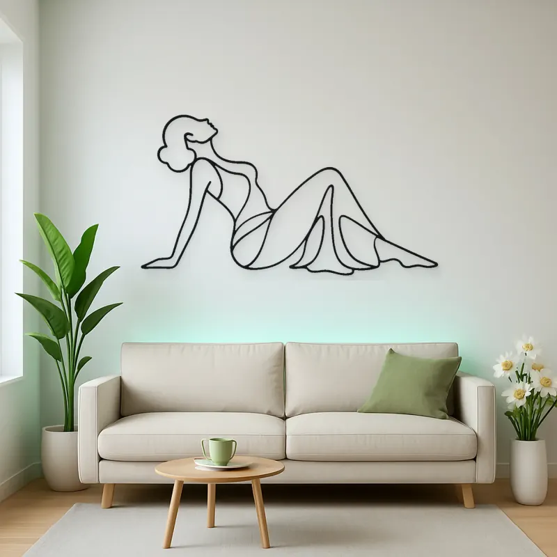 Reclining Side Silhouette Metal Wall Art | Feminine Figure Wall Decor