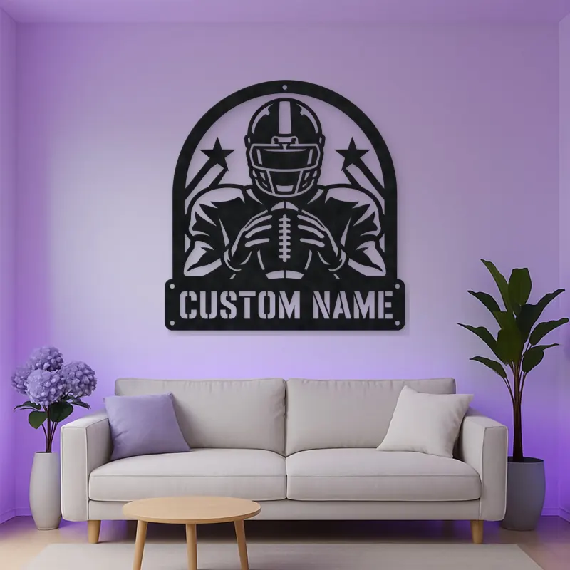 Personalized Football Player Rising Stars Metal Wall Art