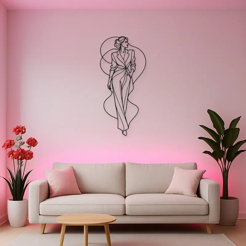 Sleek Fitted Outfit Metal Wall Art | Fashion Figure Wall Decor