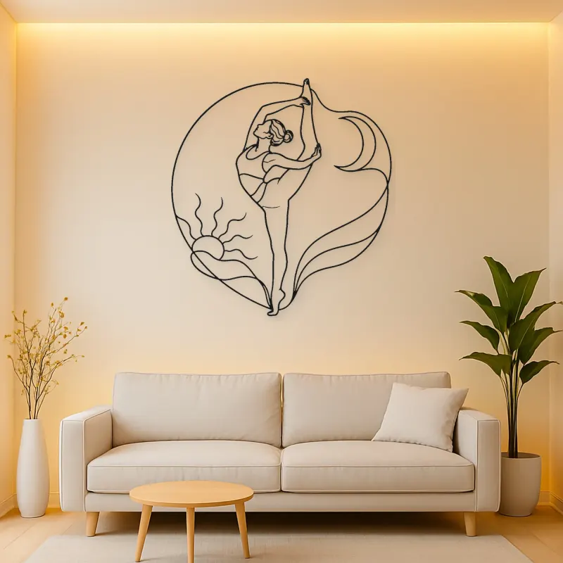 Standing Split Line Metal Wall Art | Yoga and Meditation Wall Decor