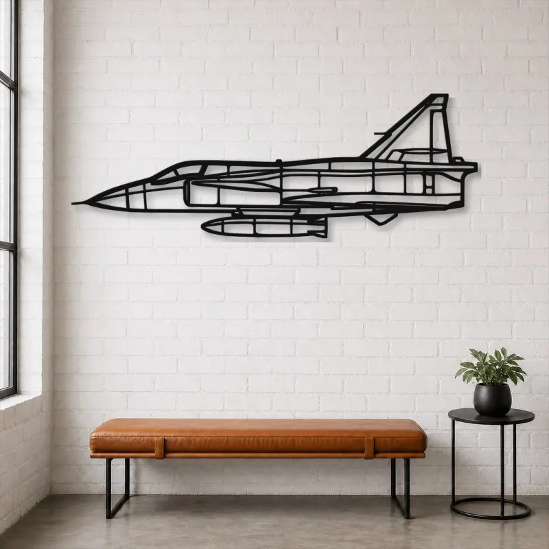 Silhouette en métal d'avion de chasse JA37 C Viggen, Décoration murale en métal, Décor aéronautique, Décor d'aviation