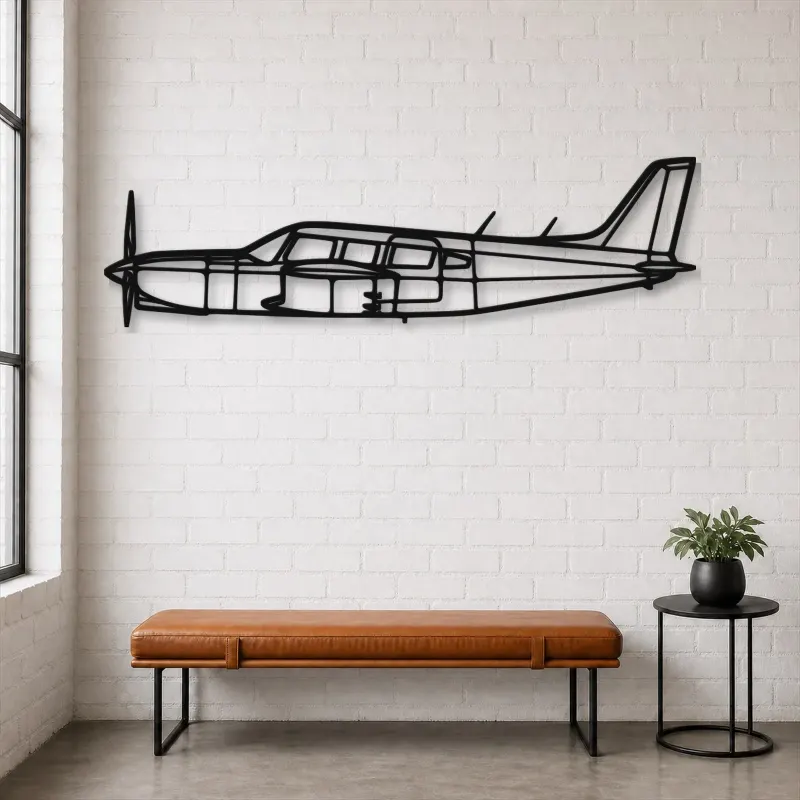 Silhouette d'avion PA-32R-301T en métal, Décoration murale en métal, Décor aéronautique, Décor d'aviation