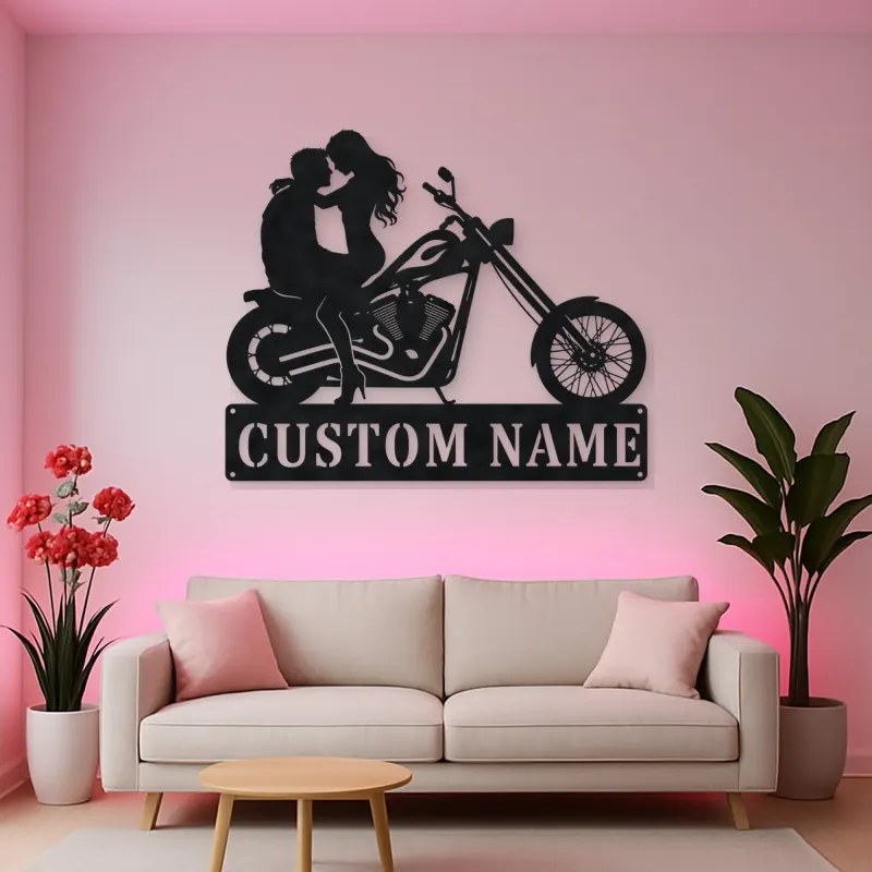 Personalized Chopper Couple Metal Wall Art