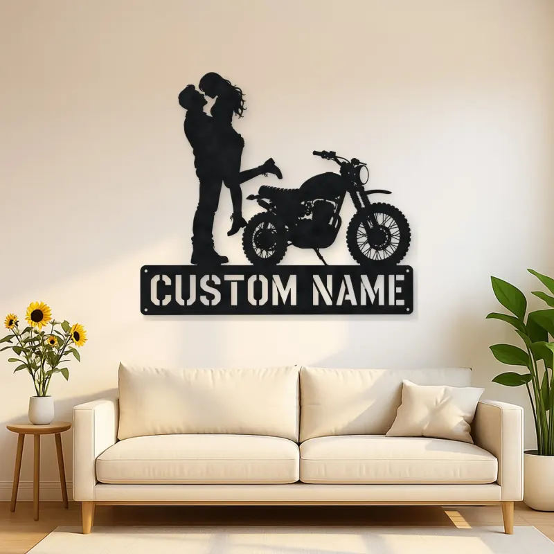 Personalized Dirt Bike Lifted Couple Metal Wall Art