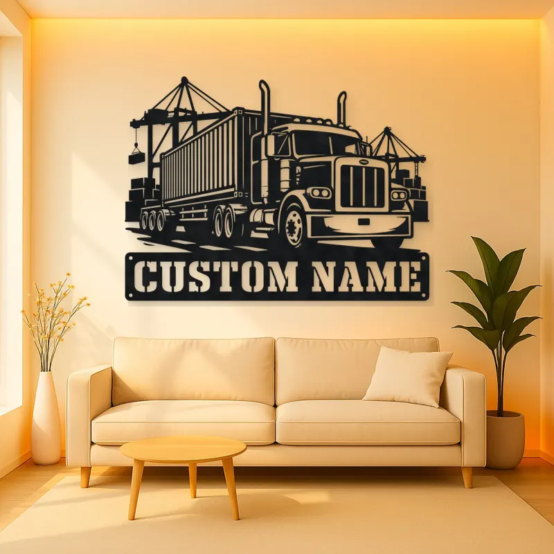 Personalized Container Semi Truck Port Metal Wall Art