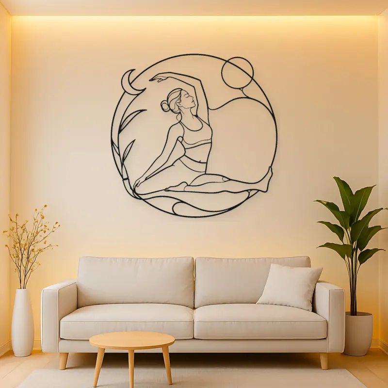 Sugarcane Pose Metal Wall Art | Yoga and Meditation Wall Decor
