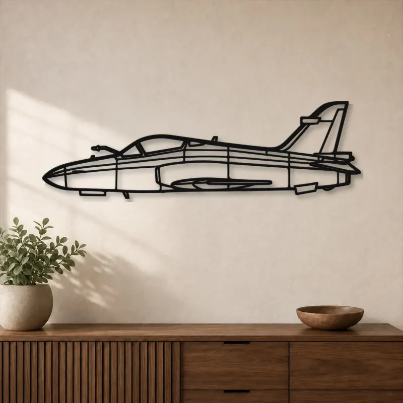 Silhouette d'avion Hawk 200 en métal, Décoration murale aéronautique