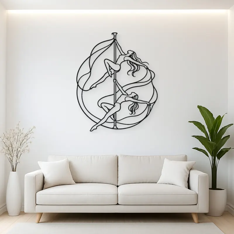 Pole Acrobatics Silhouette Metal Wall Art | Aerial Dance Wall Decor