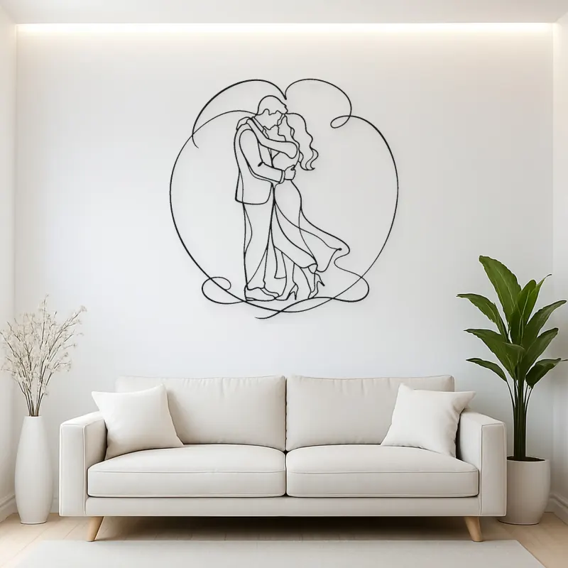 Anniversary Embrace Metal Wall Art | Romantic Couple Decor