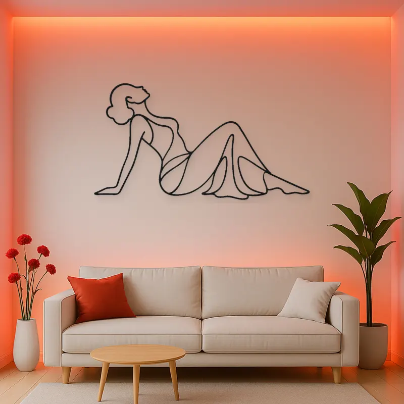 Reclining Side Silhouette Metal Wall Art | Feminine Figure Wall Decor