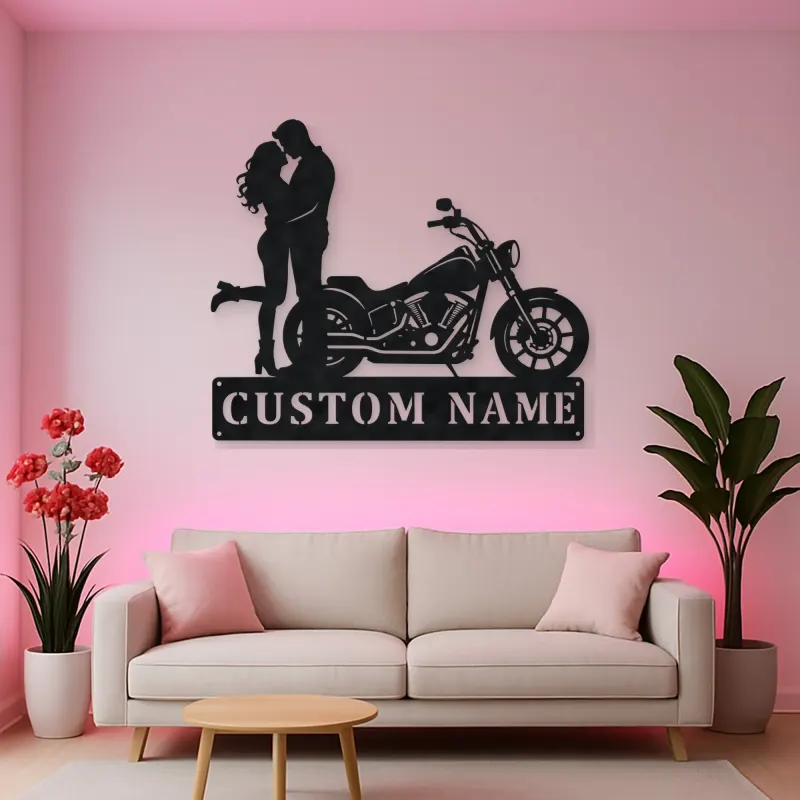 Personalized Cruiser Couple Metal Wall Art with Lifted Heel