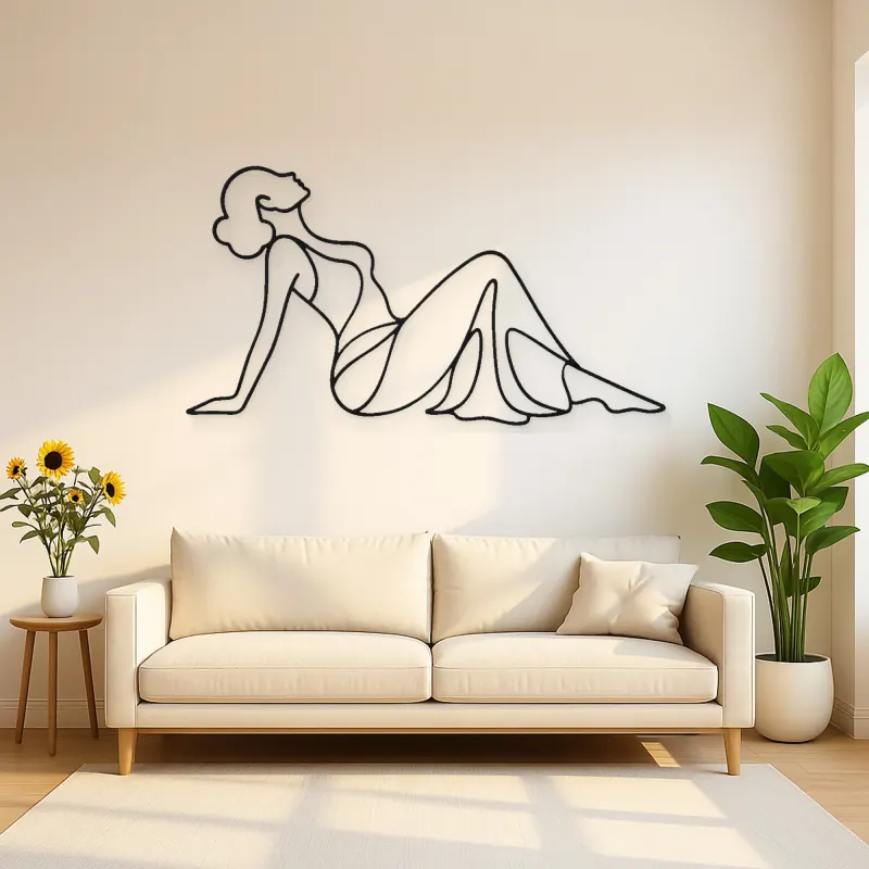 Reclining Side Silhouette Metal Wall Art | Feminine Figure Wall Decor