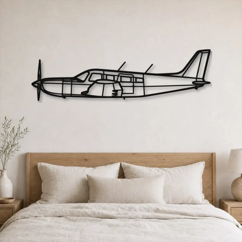 Silhouette d'avion PA-32R-301 Saratoga HP II en métal, Décoration murale en métal, Décor aéronautique, Décor d'aviation
