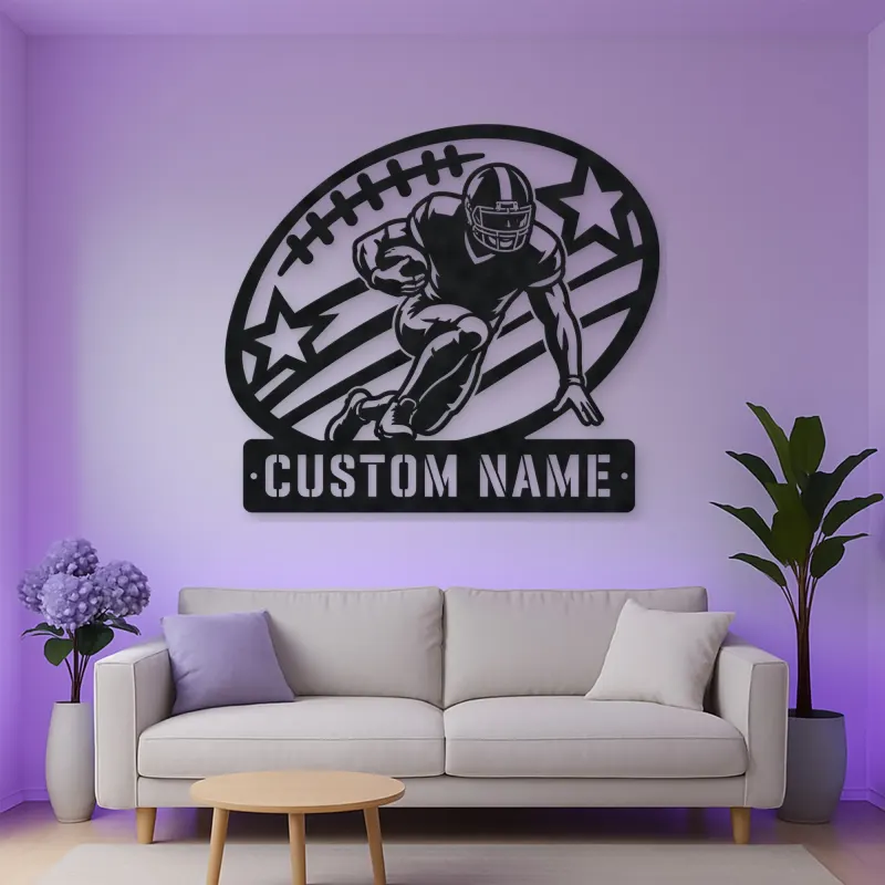 Personalized Running Back Stars and Stripes Metal Wall Art