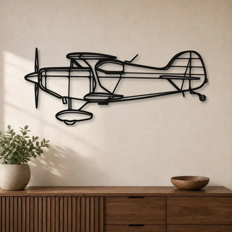Silhouette en métal d'avion Pitts S-1T, Décoration murale en métal, Décor aéronautique, Cadeau pour aviateur