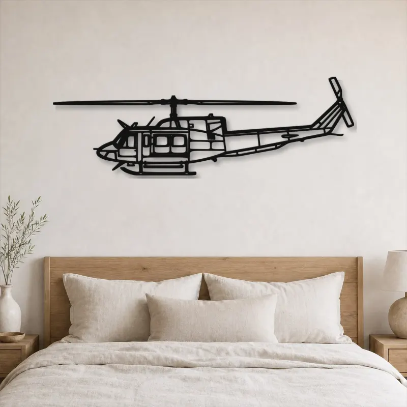 Silhouette d'avion Bell 212 Sentry en métal, Décoration murale en métal, Décor aéronautique, Cadeau pour aviateur