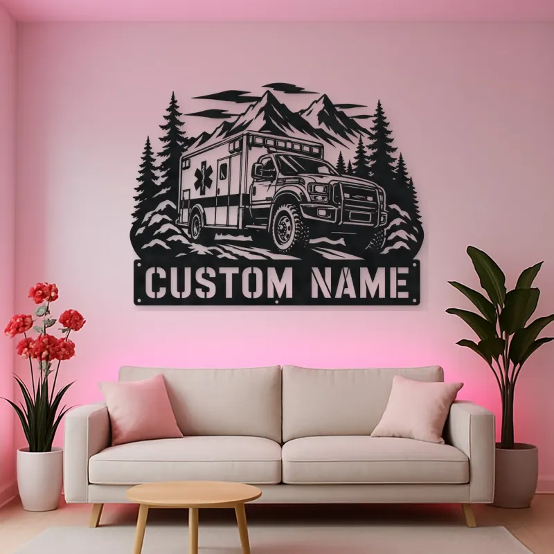 Personalized Mountain Rescue Ambulance Metal Wall Art