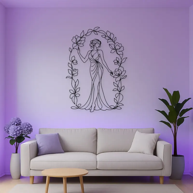 Floral Arch Woman Metal Wall Art | Botanical Woman Wall Decor