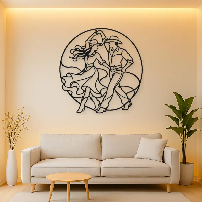 Country Line Dance Metal Wall Art | Couple Dance Wall Decor
