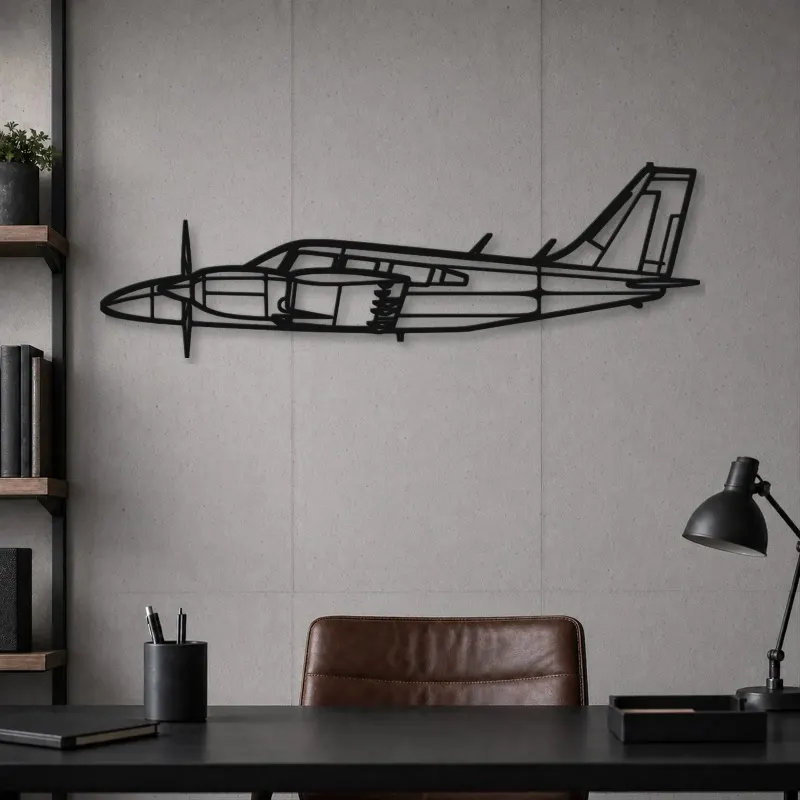 Silhouette d'avion PA-34-200T Seneca II en métal, Décoration murale en métal, Décor aéronautique, Décor d'aviation