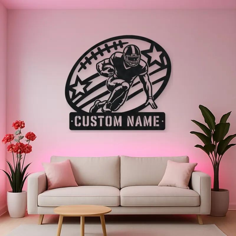 Personalized Running Back Stars and Stripes Metal Wall Art