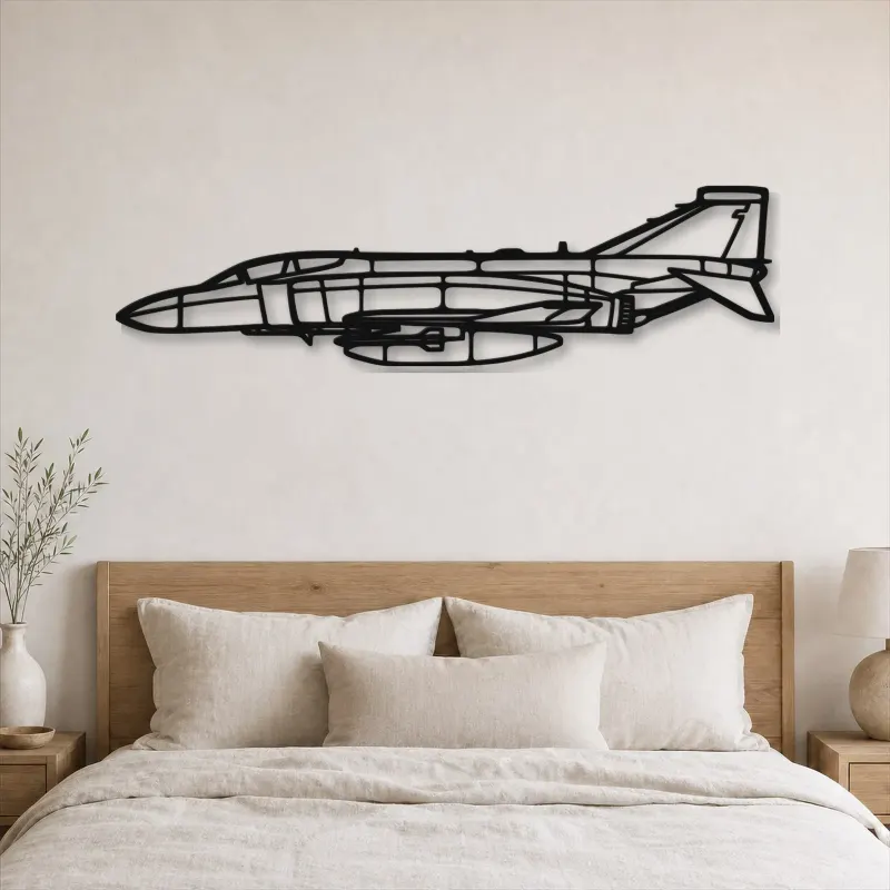 Silhouette de l'avion RAF F-4K Phantom en métal, décoration murale en métal, décoration aéronautique, décoration d'aviateur