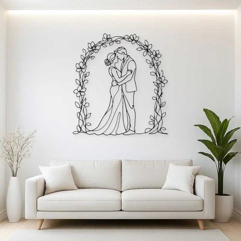 Flower Arch Pair Metal Wall Art | Romantic Couple Decor