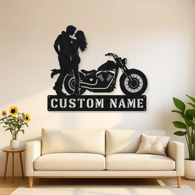 Personalized Chopper Romance Metal Wall Art with Heart