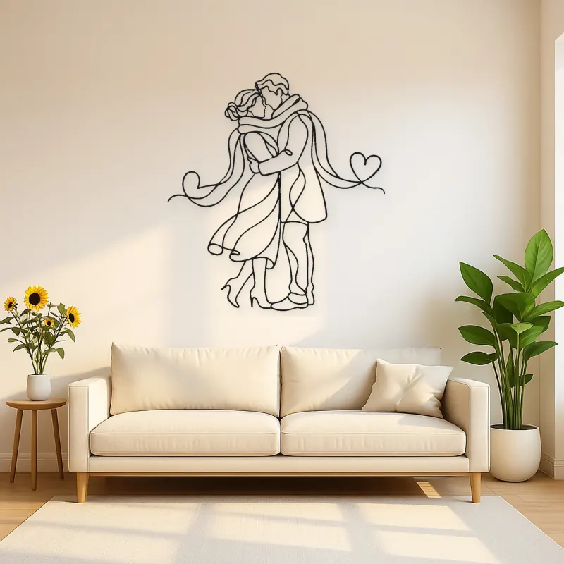 Shared Scarf Couple Metal Wall Art | Romantic Couple Decor