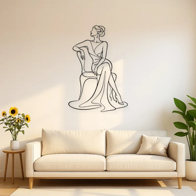 Décoration murale en métal Muse de Chaise Élégante | Décor mural de figure de mode