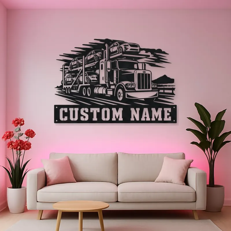 Personalized Car Carrier Semi Truck Metal Wall Art