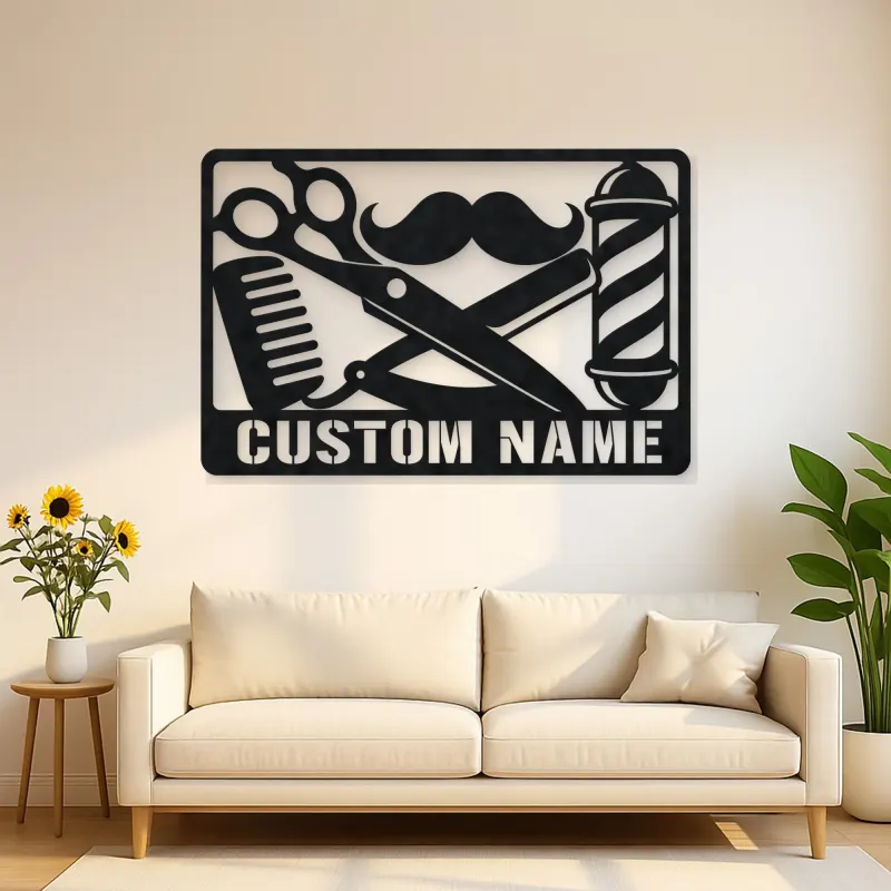 Personalized Barber Tools Metal Wall Art