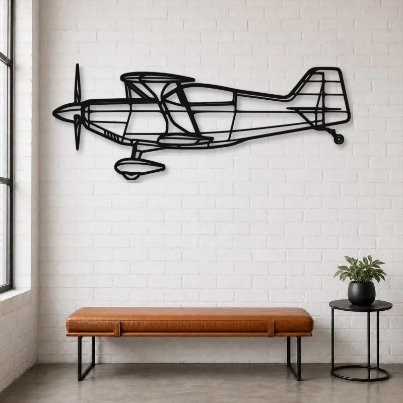 Silhouette de l'avion Pitts S2-C en métal, décoration murale en métal, décoration aéronautique, décoration d'aviateur