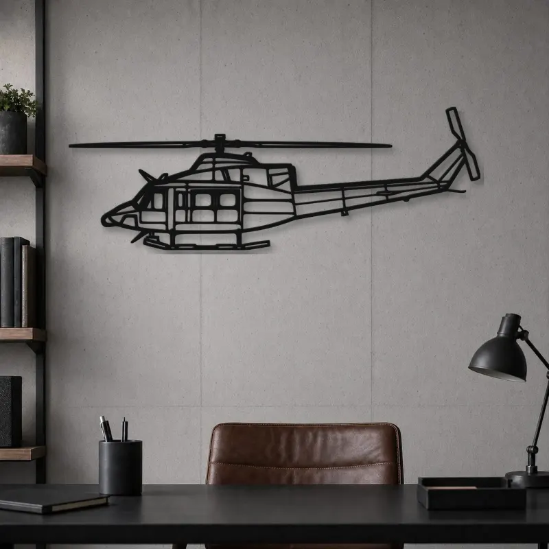 Silhouette en métal d'hélicoptère 412EP, décoration murale, cadeau d'anniversaire, silhouette d'appareil