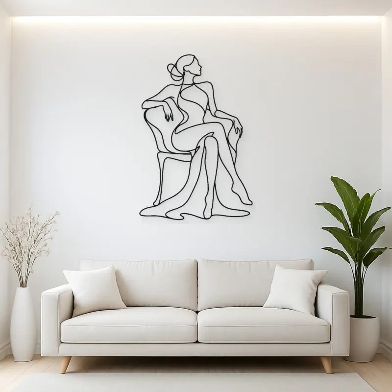 Poised Chair Muse Metal Wall Art | Fashion Figure Wall Decor