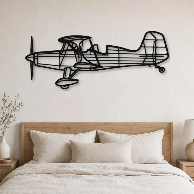 Silhouette in Metallo dell'Aereo Starduster too, Insegna in Metallo, Decorazione da Parete Aeronautica, Decorazione per Aviatori