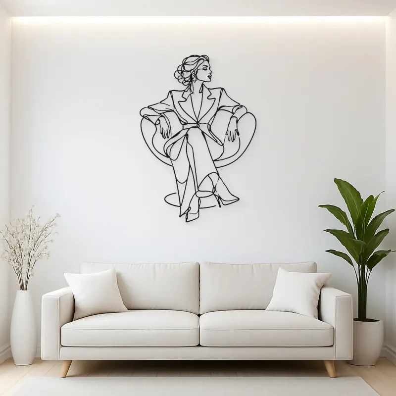 Seated Couture Pose Metal Wall Art | Fashion Figure Wall Decor
