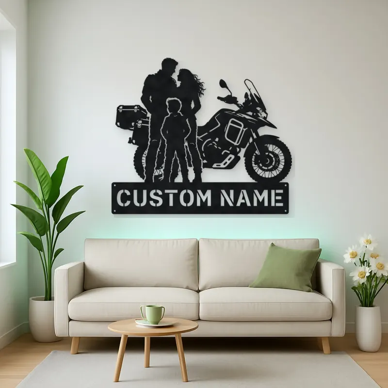 Personalized Adventure Motorcycle Family Metal Wall Art