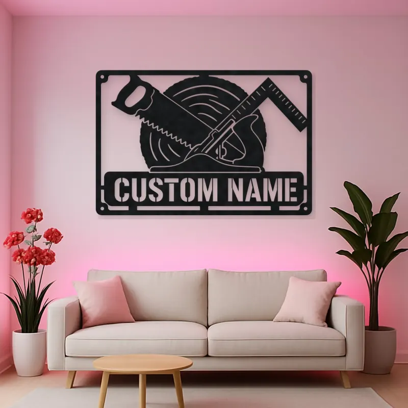 Personalized Carpenter Tools Metal Wall Art with Saw Blade